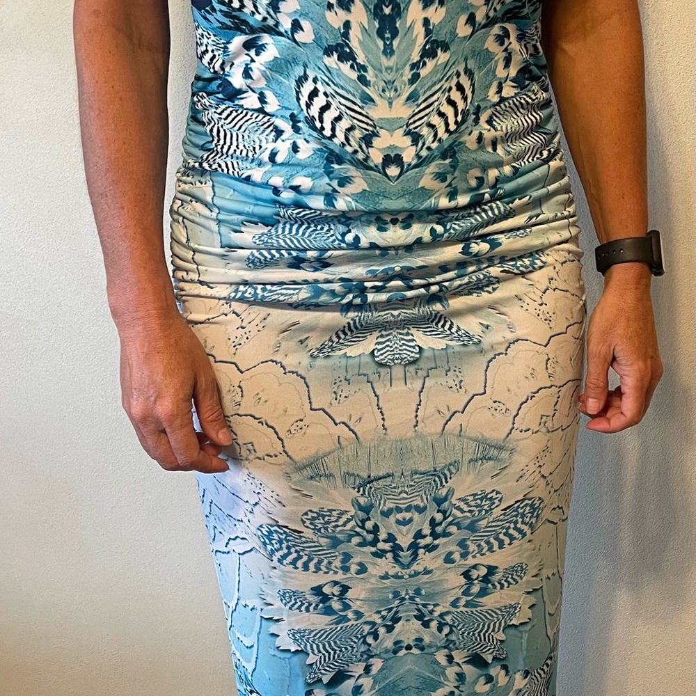 Venus Ruched Printed Maxi Dress, Medium